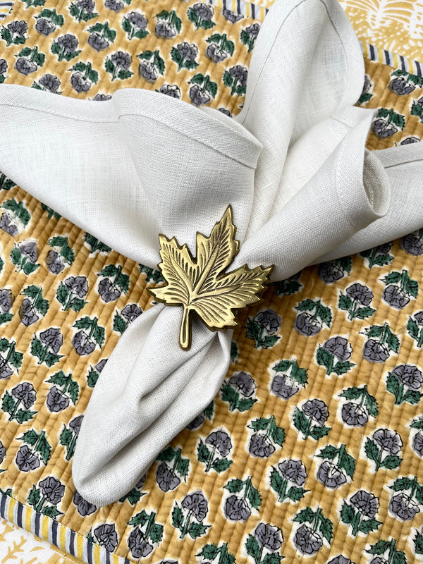 Set of 15 Vintage Brass Maple Leaf Napkinrings