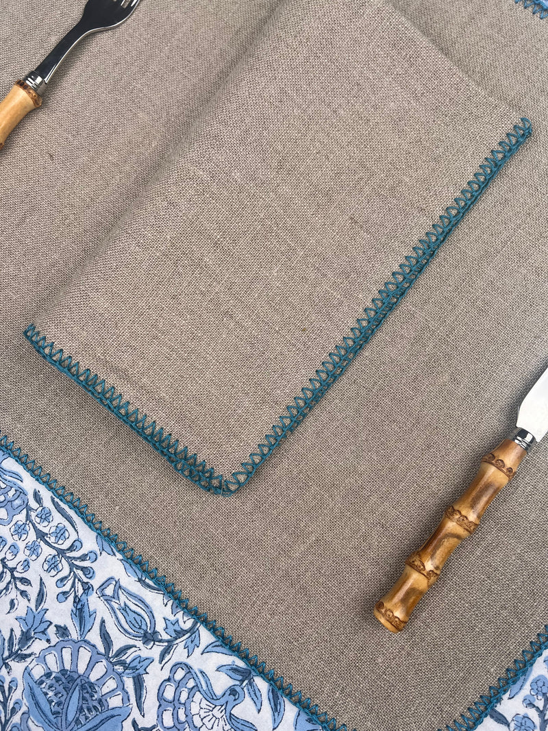 THE CROCHET EDGE LINEN SET (placemat & napkin)