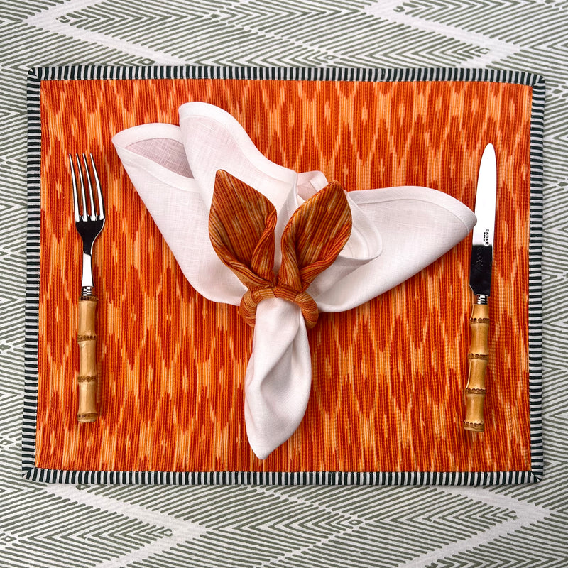 Ikat Easter Bunny Ears Napkinrings - Orange