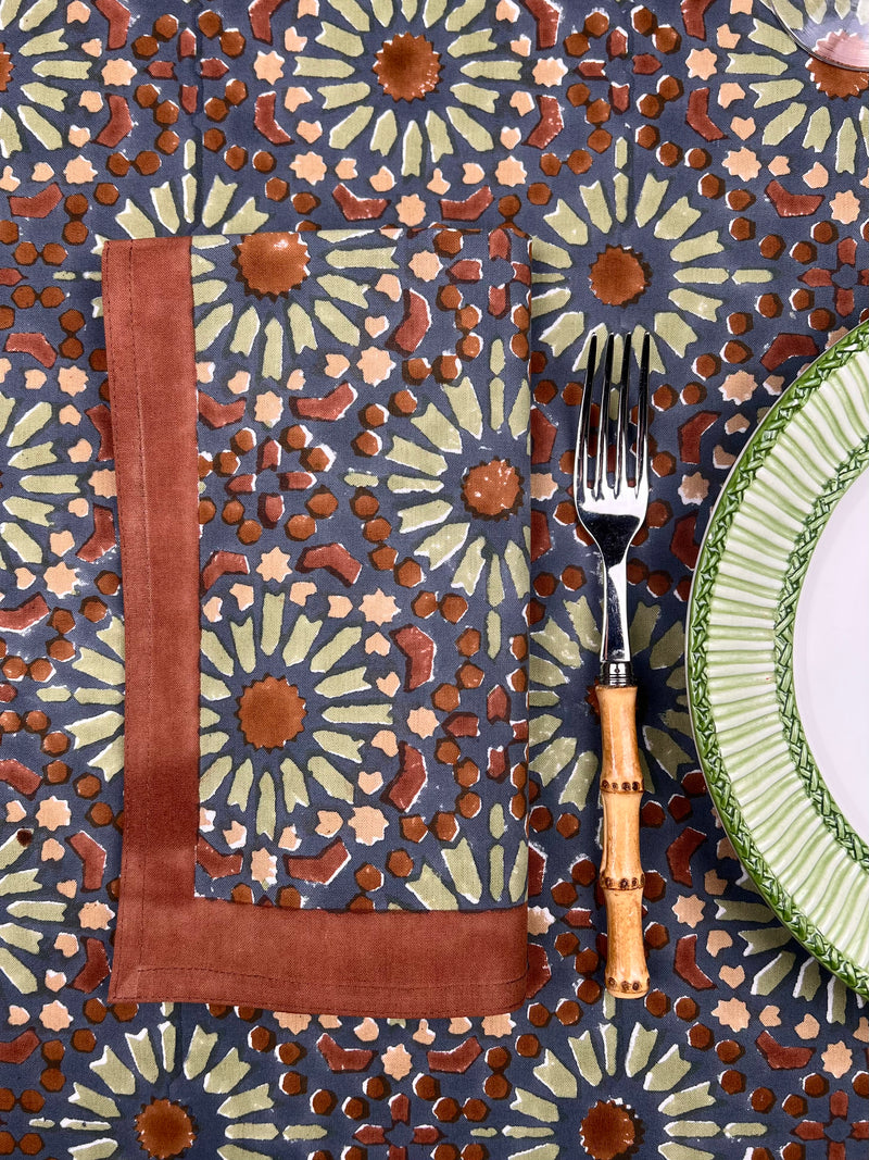 ‘The Kaleidoscope’ Napkin Set - Aubergine, Rust & Sage
