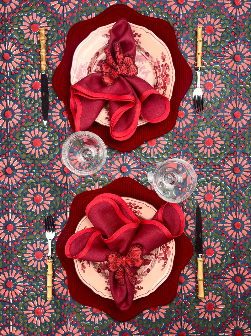 ‘The Kaleidoscope’ Tablecloth - Blue, Red, Pink, Moss