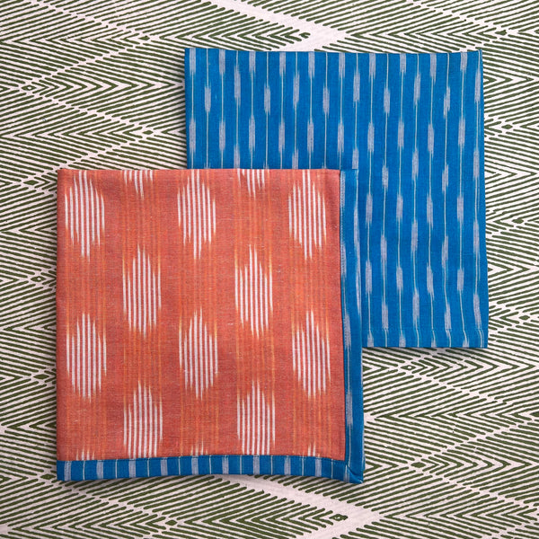 Reversible Napkin (Set of Four) Bright Blue/Apricot