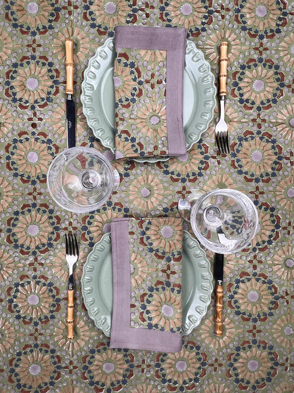 ‘The Kaleidoscope’ Tablecloth - Sage, Rust, Blue, Grey