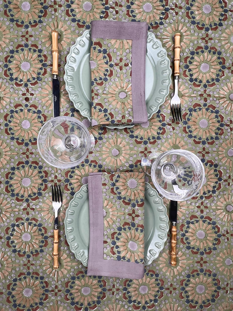 ‘The Kaleidoscope’ Tablecloth - Sage, Rust, Blue, Grey