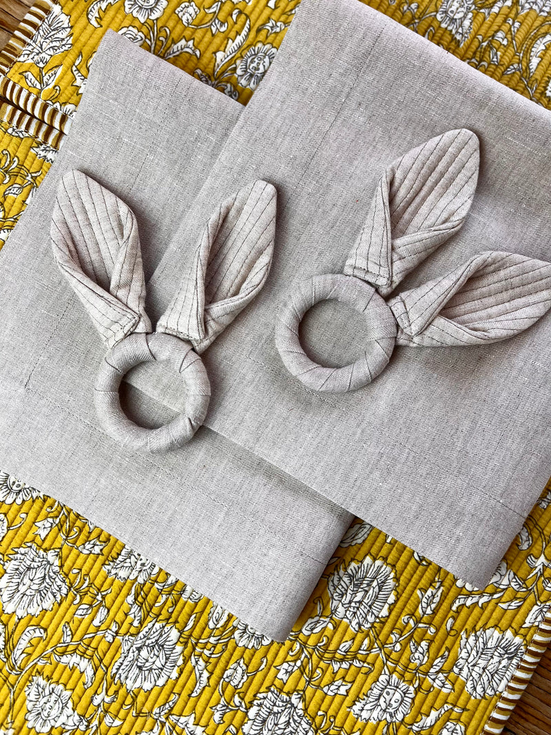 Easter Bunny Ears Napkinring & Napkin Set (100% Irish Linen)