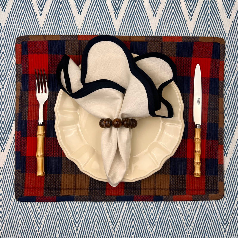 Curated Table Set: Red, Camel Navy