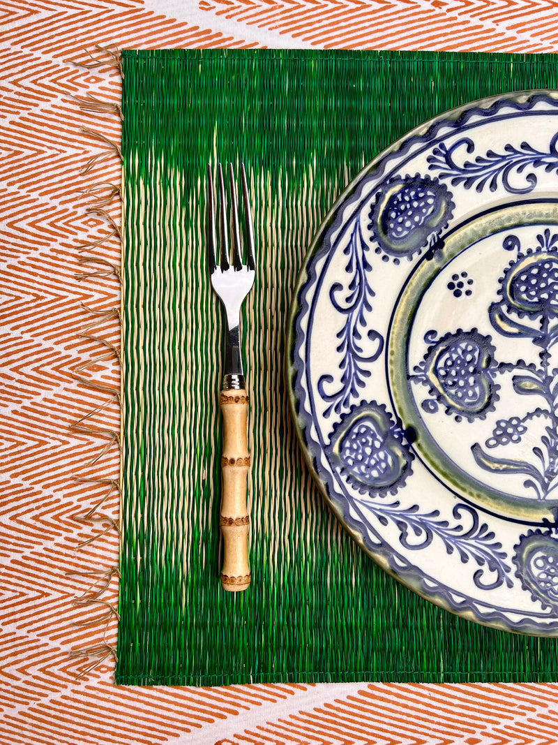 The Rush Placemat - NEW Green Ikat