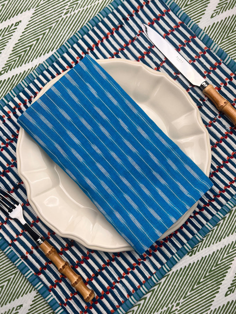 Reversible Napkin (Set of Four) Bright Blue/Apricot