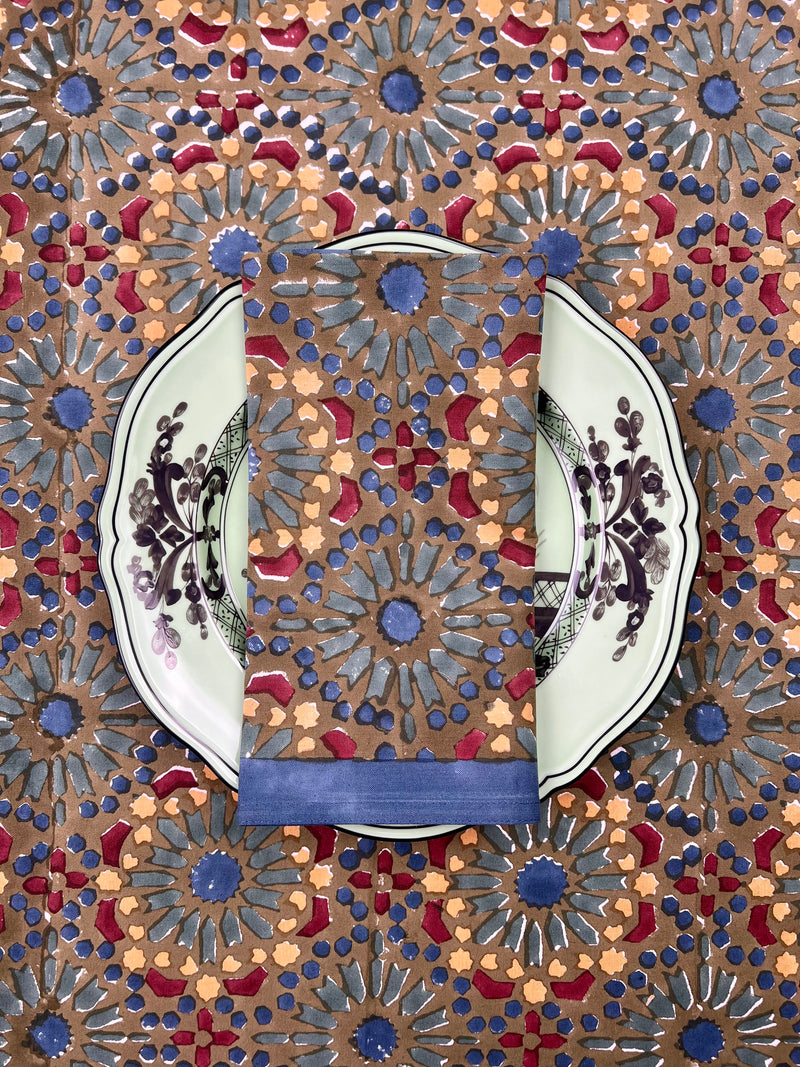 ‘The Kaleidoscope’ Napkin Set - Moss, Burgundy, Blue