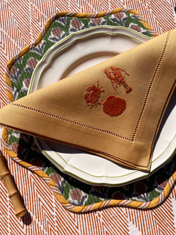 ’The Crab, Lobster & Shell’ Napkin - Citrus Sorbet