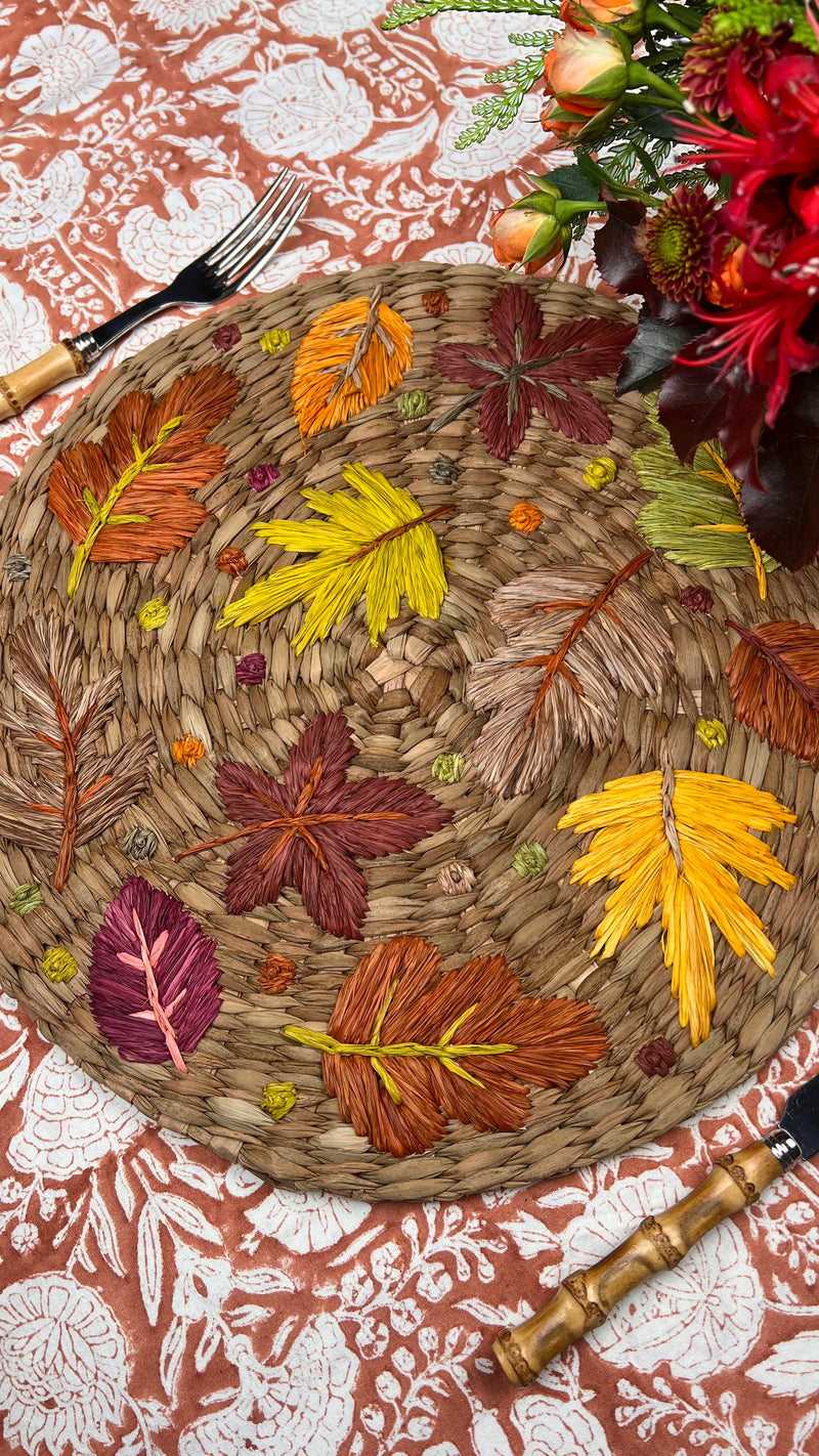 ‘The Raffia Placemat’ - Autumn Leaves Scattered