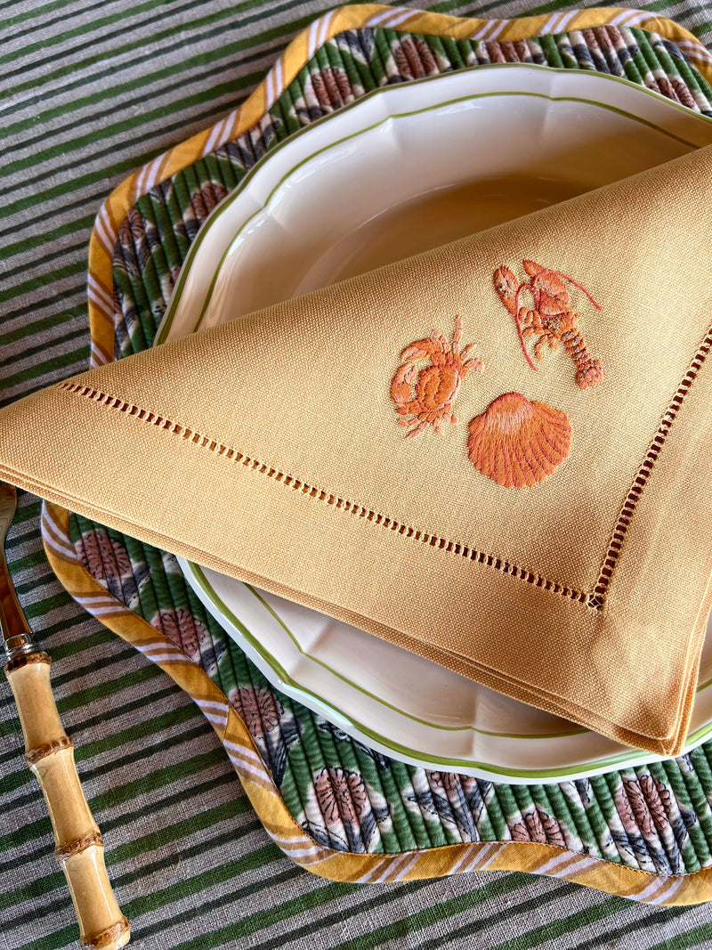 ’The Crab, Lobster & Shell’ Napkin - Citrus Sorbet
