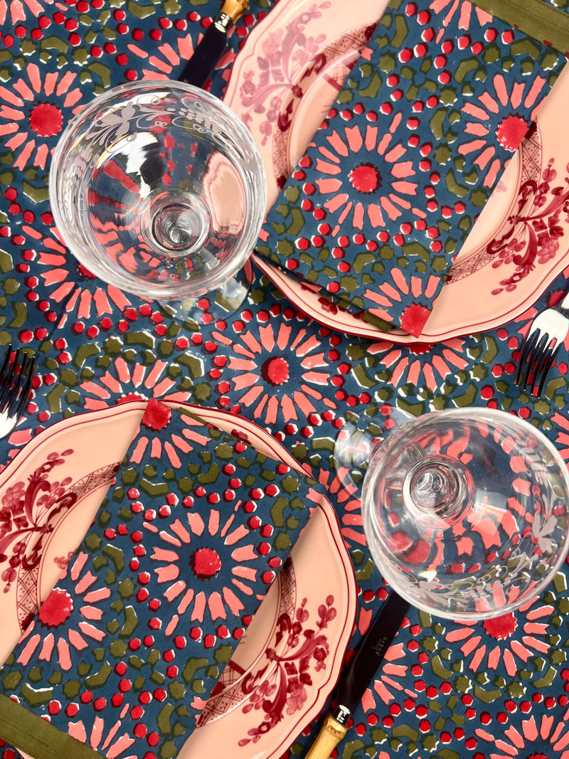 ‘The Kaleidoscope’ Napkin Set - Blue, Red, Pink, Moss