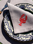 The ’Le Homard’ Napkin & Placemat Set  - Grey & Ecru Stripe