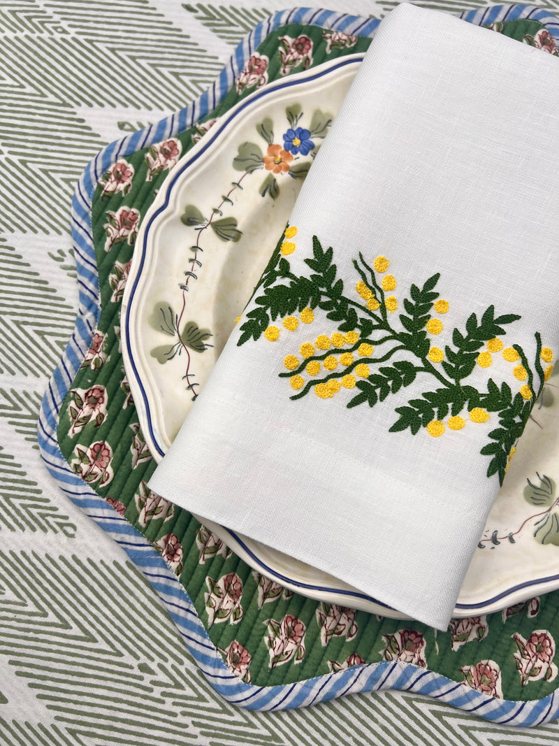 ’The Mimosa Vine’ Linen Napkin