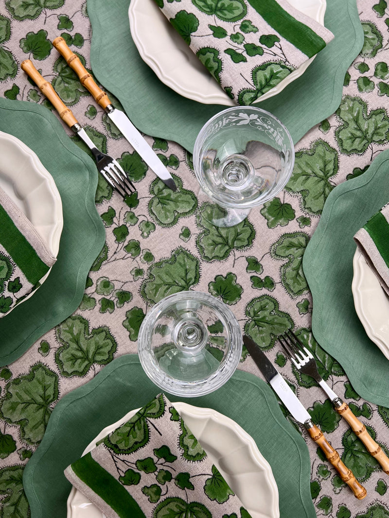 ’The Figue Leaf’ Napkins Set - Swedish Green - 100% Linen