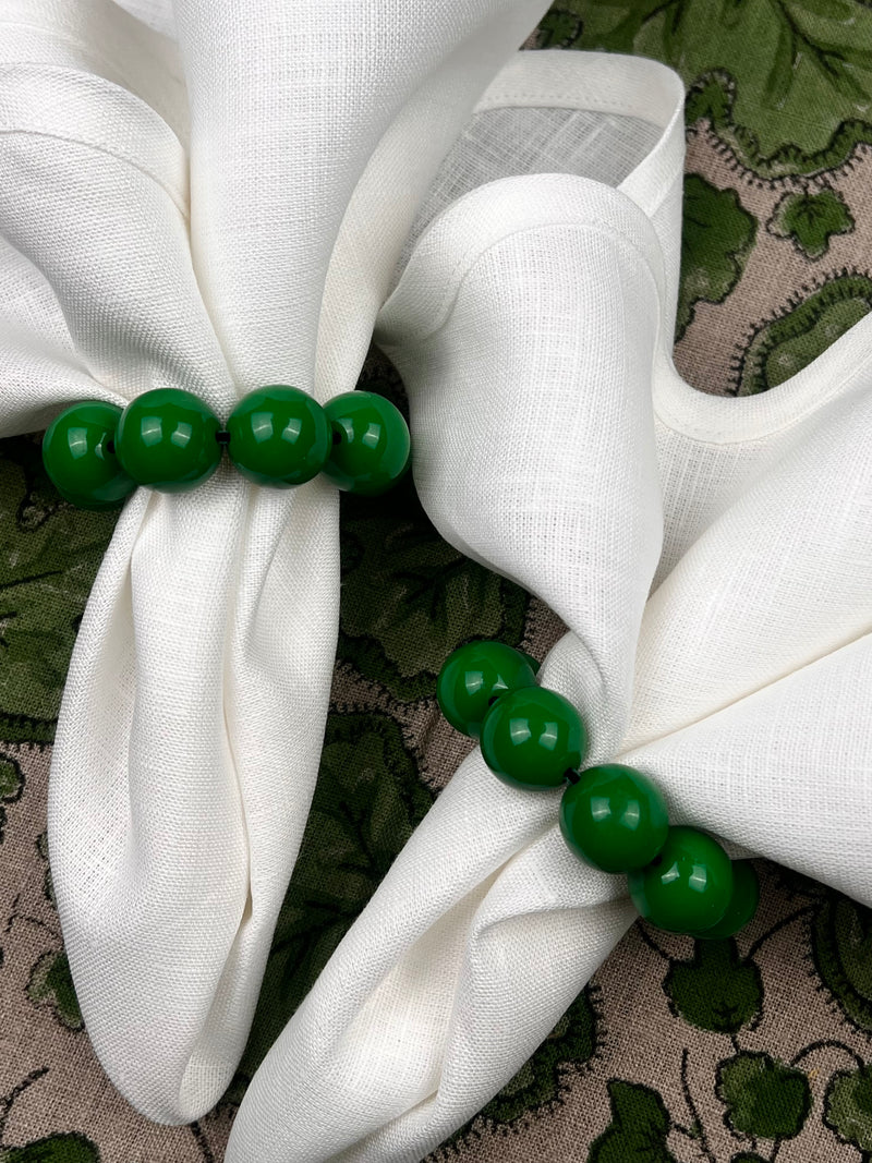 Gift Set: White Scallop Napkin & Green Orbs