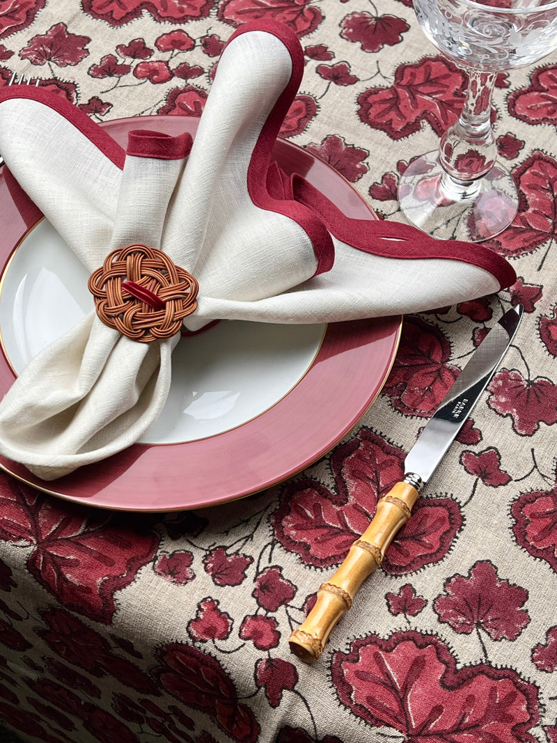 ’THE FIGUE LEAF’ TABLECLOTH (Red & Burgundy)