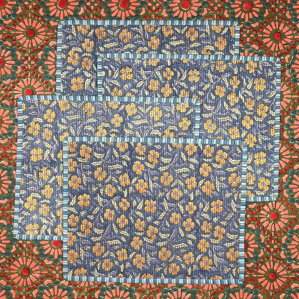 Gift Set: Blues & Cinnamon Placemats x 4.