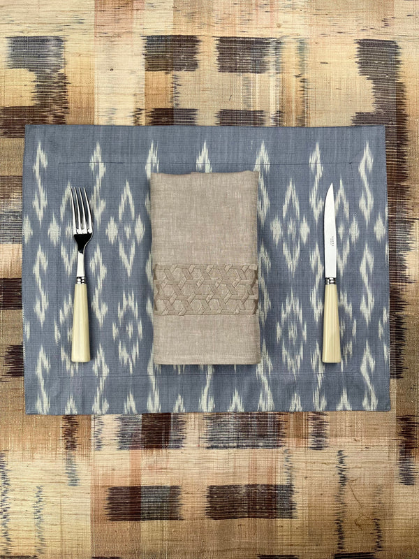 Vintage Silk Ikat Placemats (blue grey)