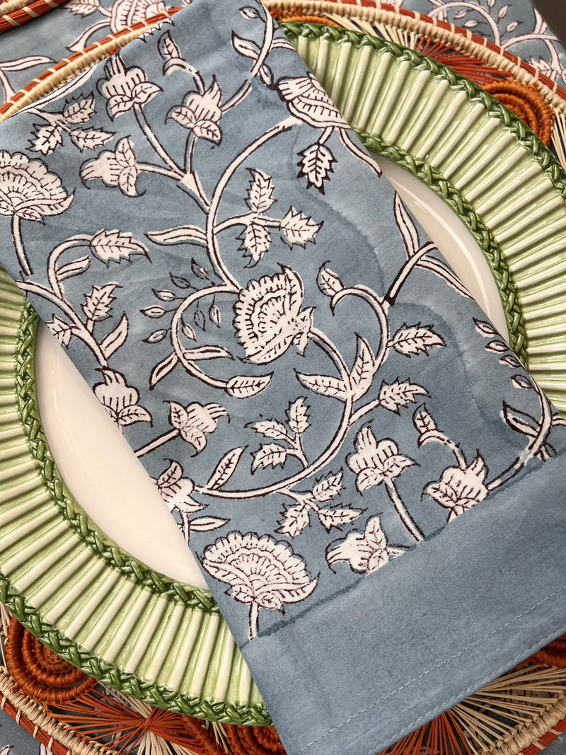 The Floral Bandana Tablecloth (Slate Blue)