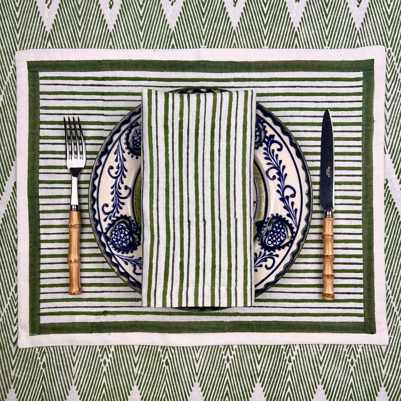 ’THE SWEDISH STRIPE’ Placemats (white base) - 100% Linen