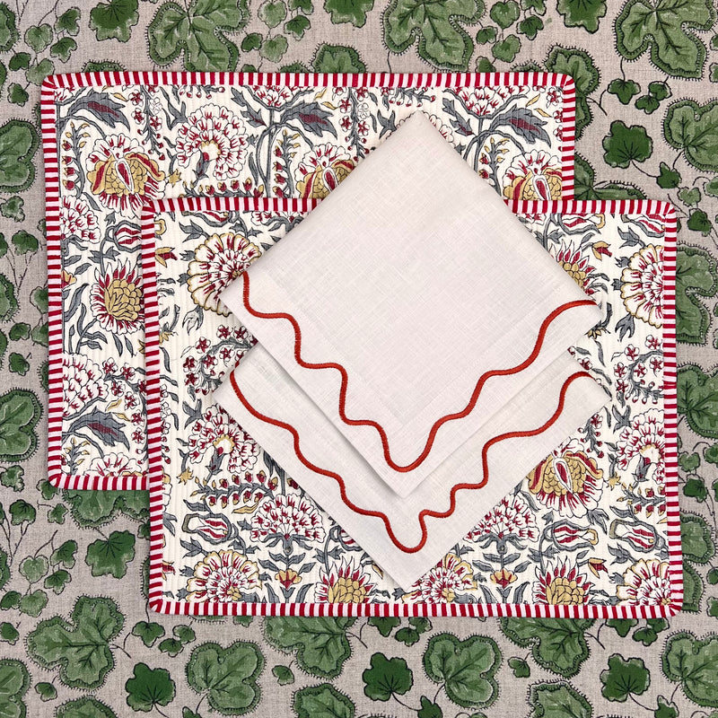 Gift Set: Ivory, Red & Grey & Squiggle Napkins