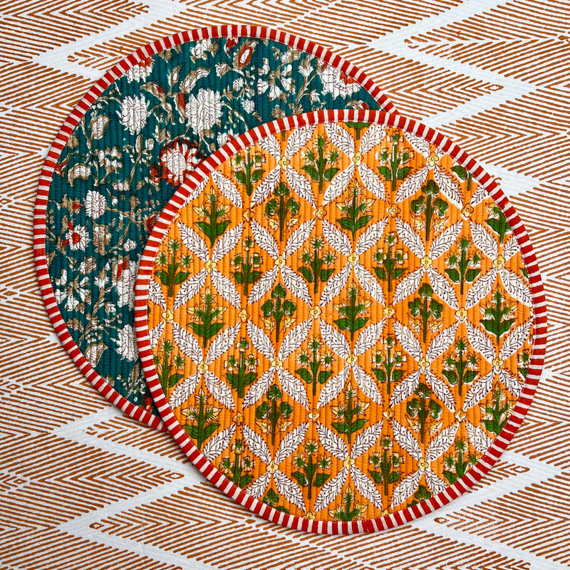 ‘The Breakfast’ Placemat - Round - Block Print