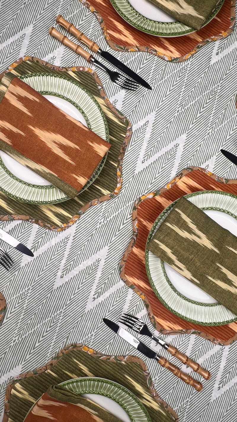 Reversible Napkin (Set of Four) Khaki/Caramel