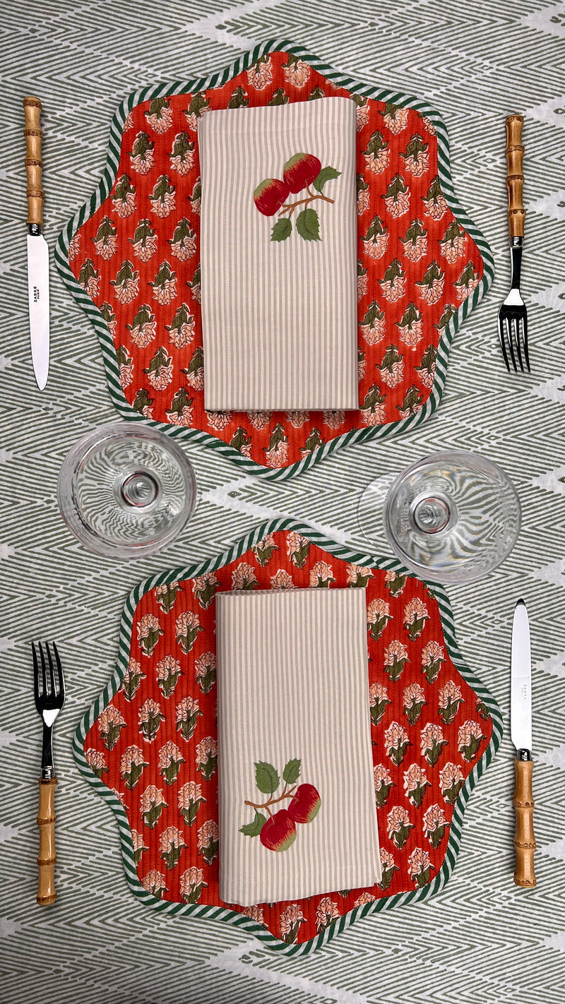 ‘The Breakfast’ Placemat - Scallop - Block Print
