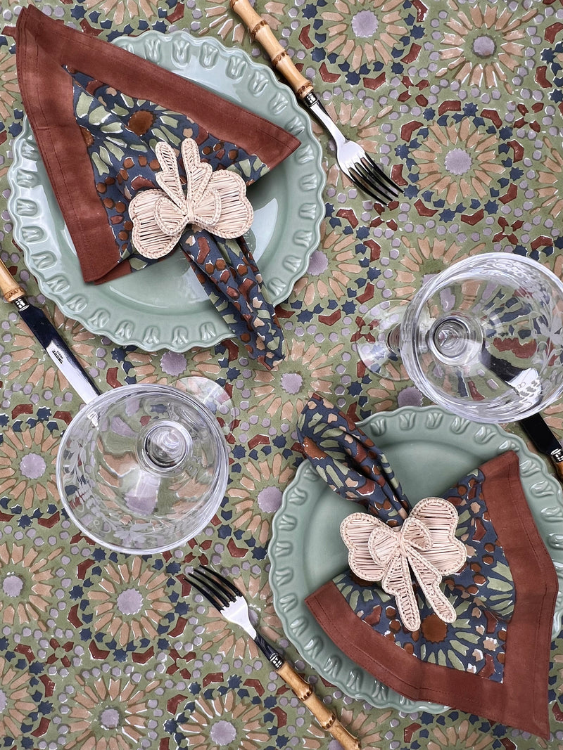 ‘The Kaleidoscope’ Tablecloth - Sage, Rust, Blue, Grey