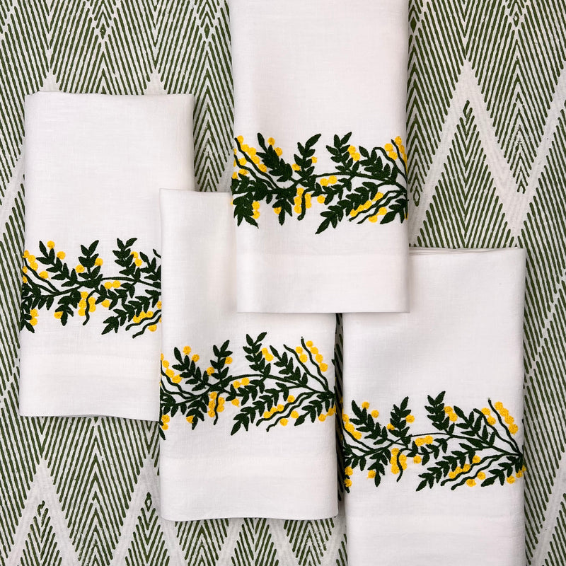 ’The Mimosa Vine’ Linen Napkin