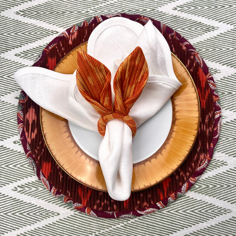 Ikat Easter Bunny Ears Napkinrings - Orange