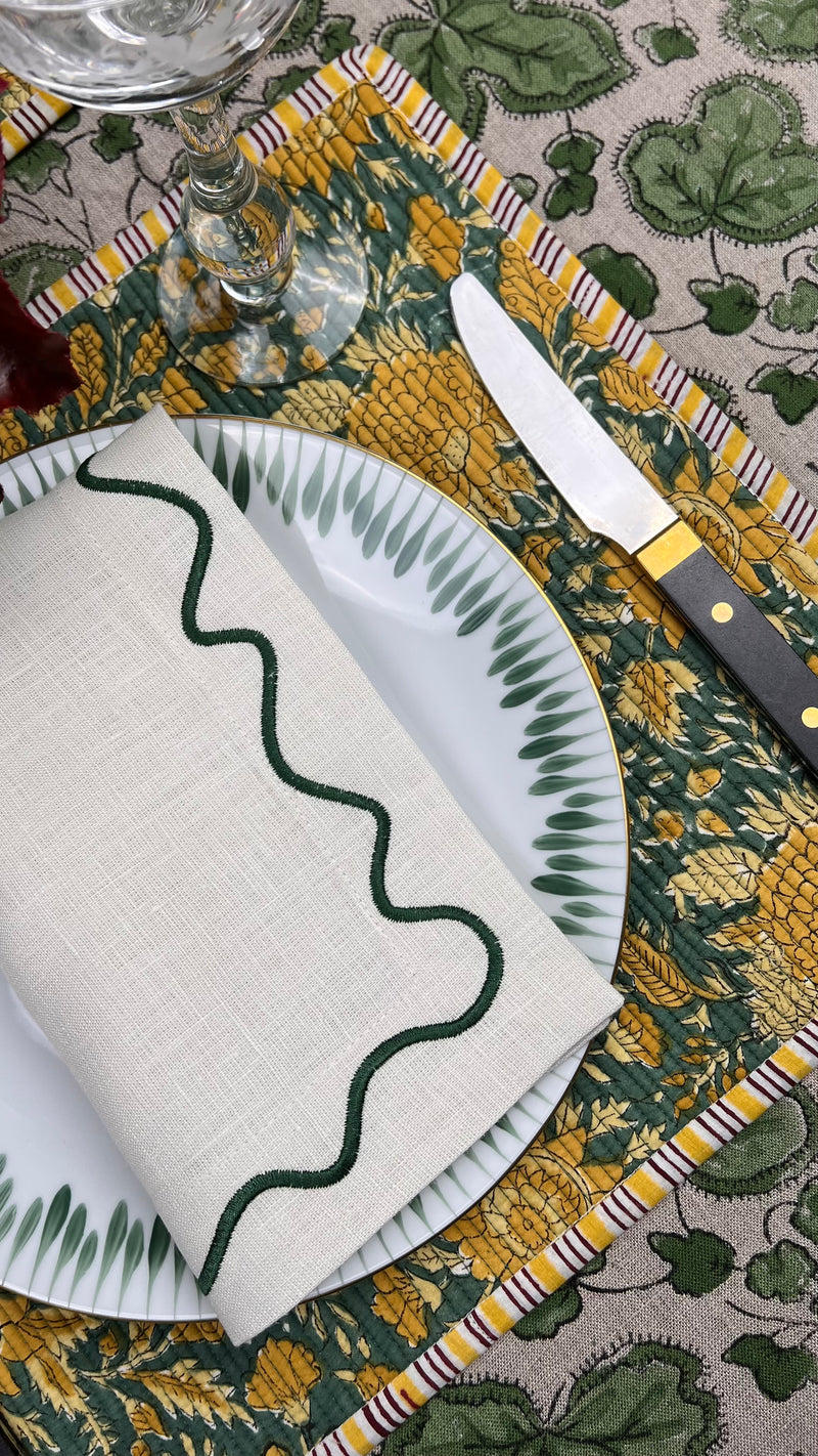 Gift Set: 4 x Green & Yellow Breakfast Placemats