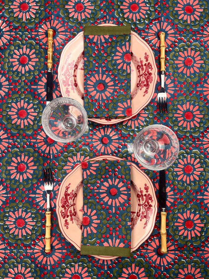 ‘The Kaleidoscope’ Napkin Set - Blue, Red, Pink, Moss