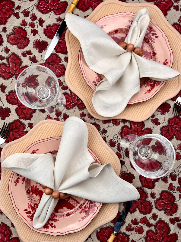 ’THE FIGUE LEAF’ TABLECLOTH (Red & Burgundy)