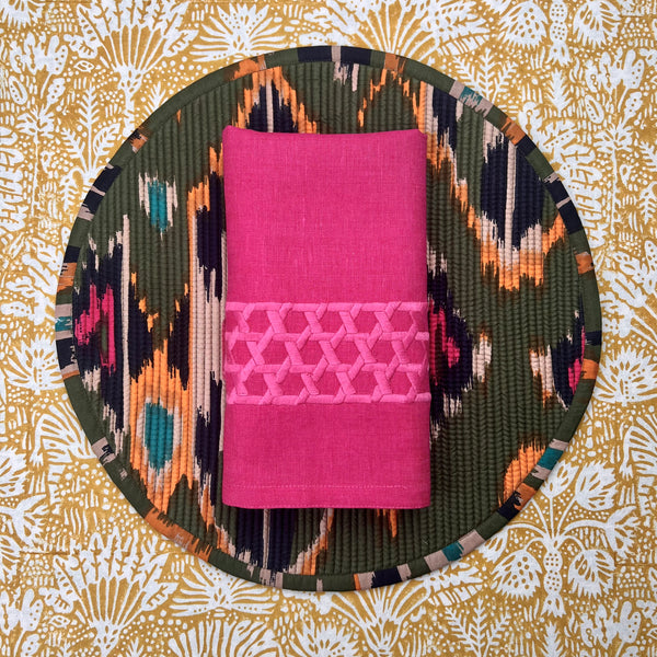 Gift Set: 2 Ikat Placemats & 2 Rattan Weave Napkins