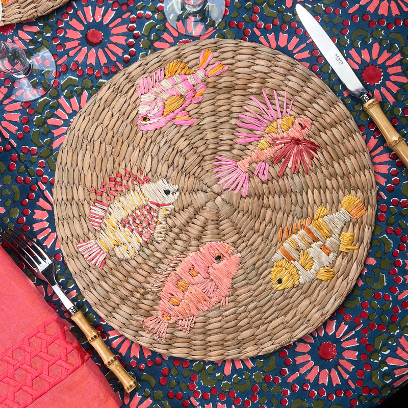 ’The Raffia Placemat’ - Pink Fish