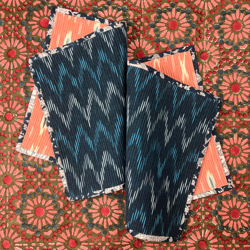 Gift Set: 4 x Blue Ikat Breakfast Placemats