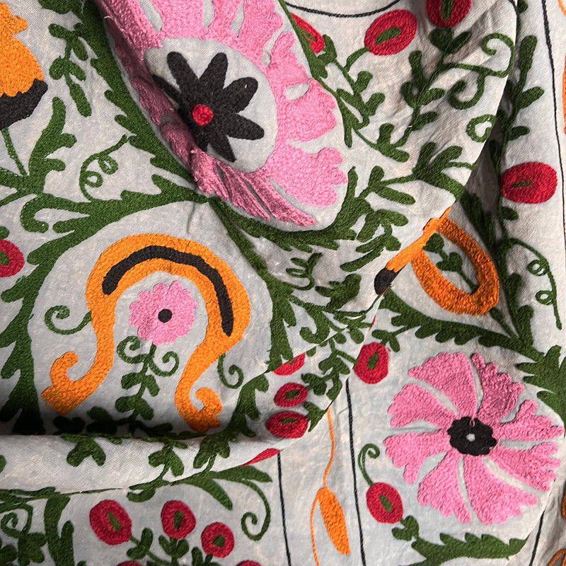Suzani Cloth Distressed Grey & Multicoloured