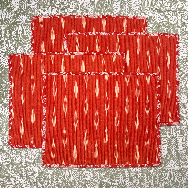 Gift Set: Set of Four Ikat Placemats (Red)