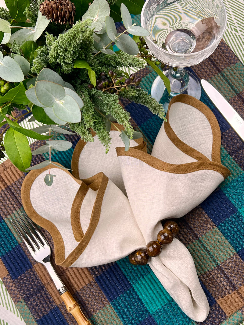 Curated Table Set: Green, Camel Navy