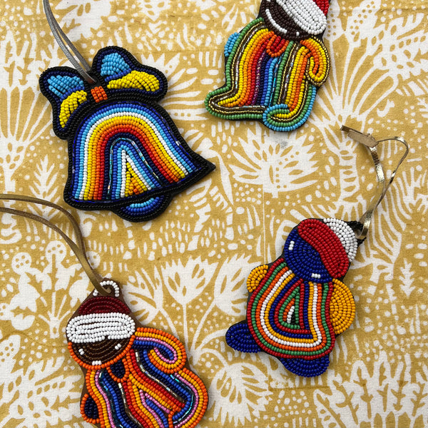 Maasai Beads Christmas Tree Ornaments, Set of 12