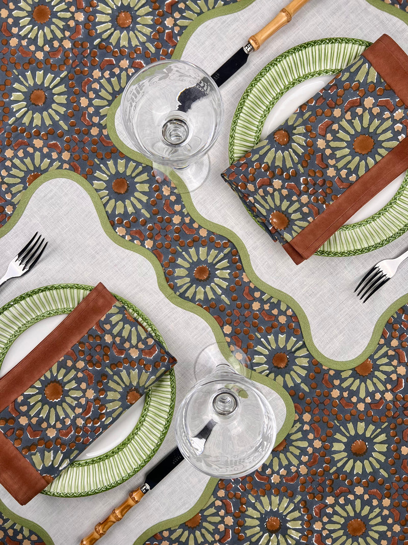 ‘The Kaleidoscope’ Napkin Set - Aubergine, Rust & Sage