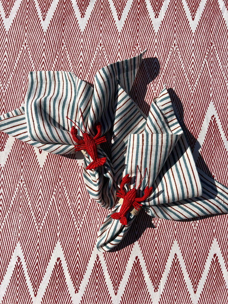 ’THE SWEDISH STRIPE’ Napkins (white base) - 100% Linen