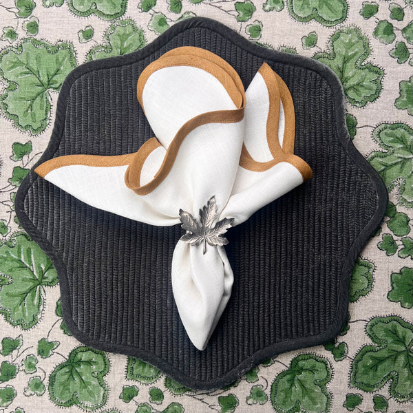 10 Vintage Pewter Maple Leaf Napkin Rings – Set