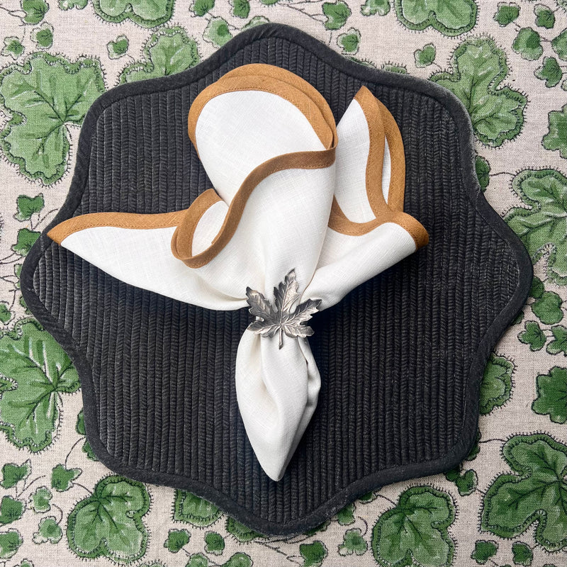 10 Vintage Pewter Maple Leaf Napkin Rings – Set