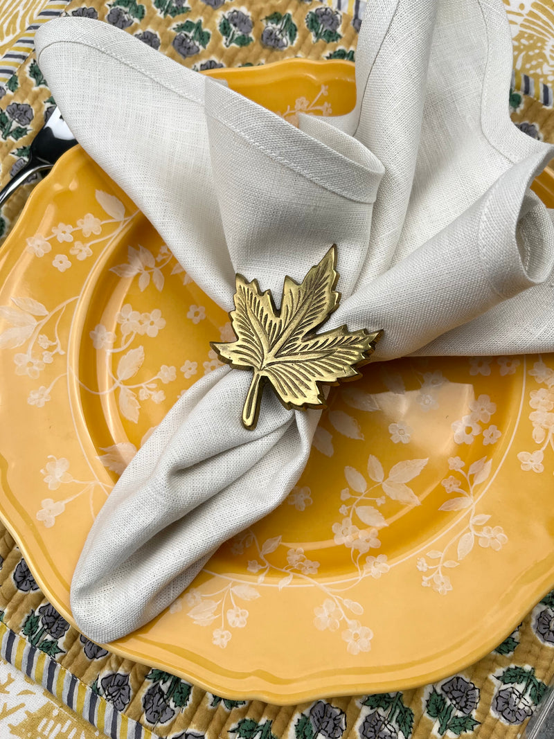 Set of 15 Vintage Brass Maple Leaf Napkinrings