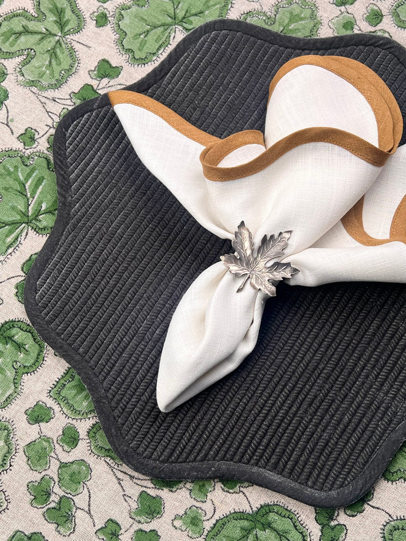10 Vintage Pewter Maple Leaf Napkin Rings – Set