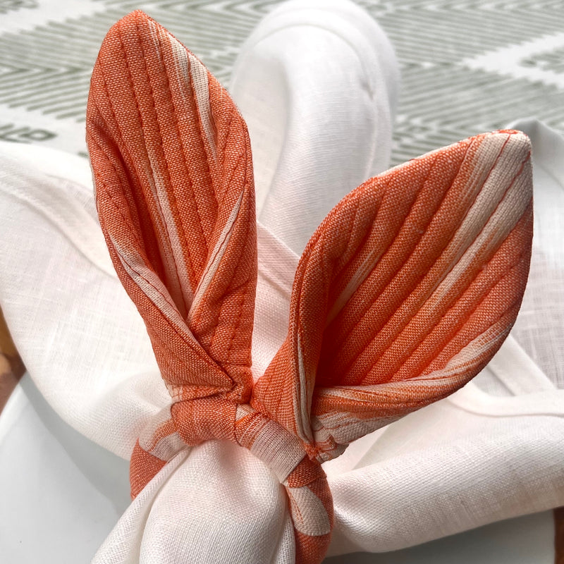 Ikat Easter Bunny Ears Napkinrings - Coral